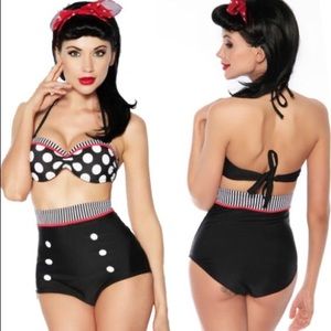 Vintage polka dot high waisted bathing suit
